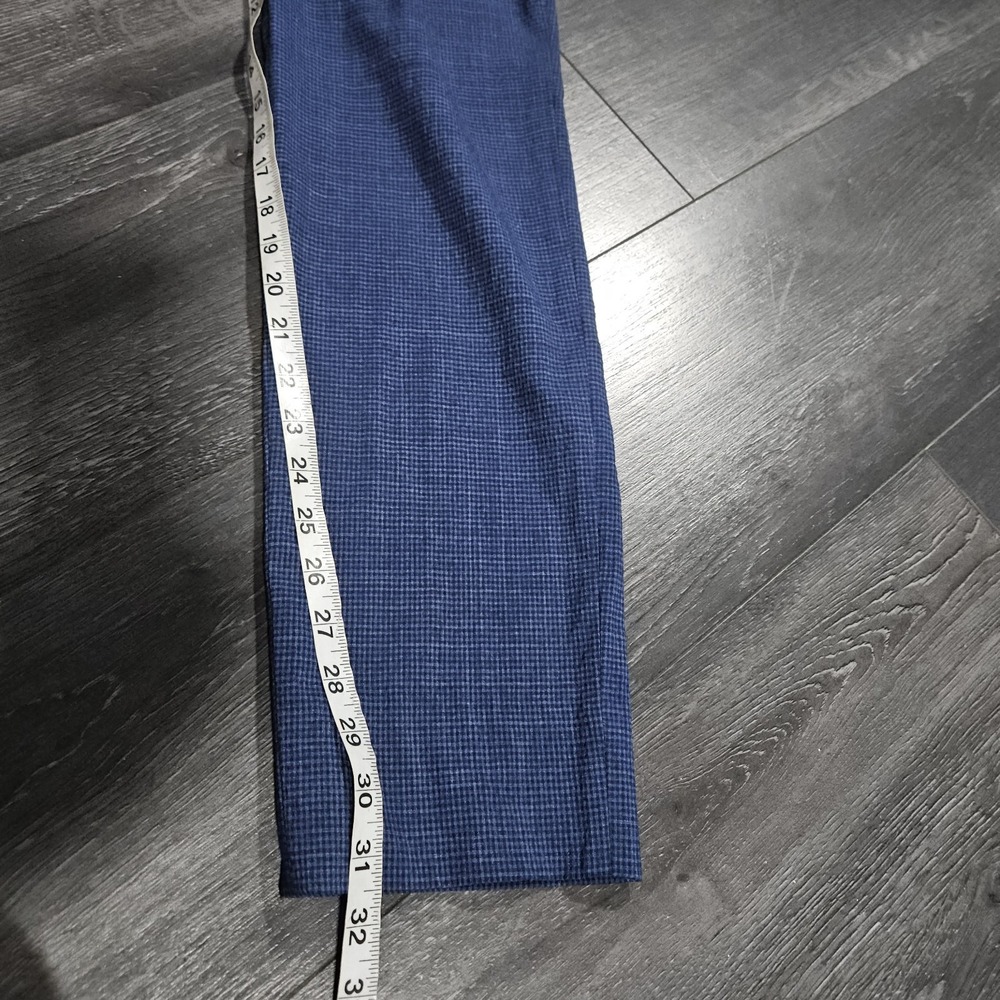 Ted Baker London Jem Pant Men 34x32 Blue Wool Blend Micro Check Elastic Waist - Picture 9 of 9